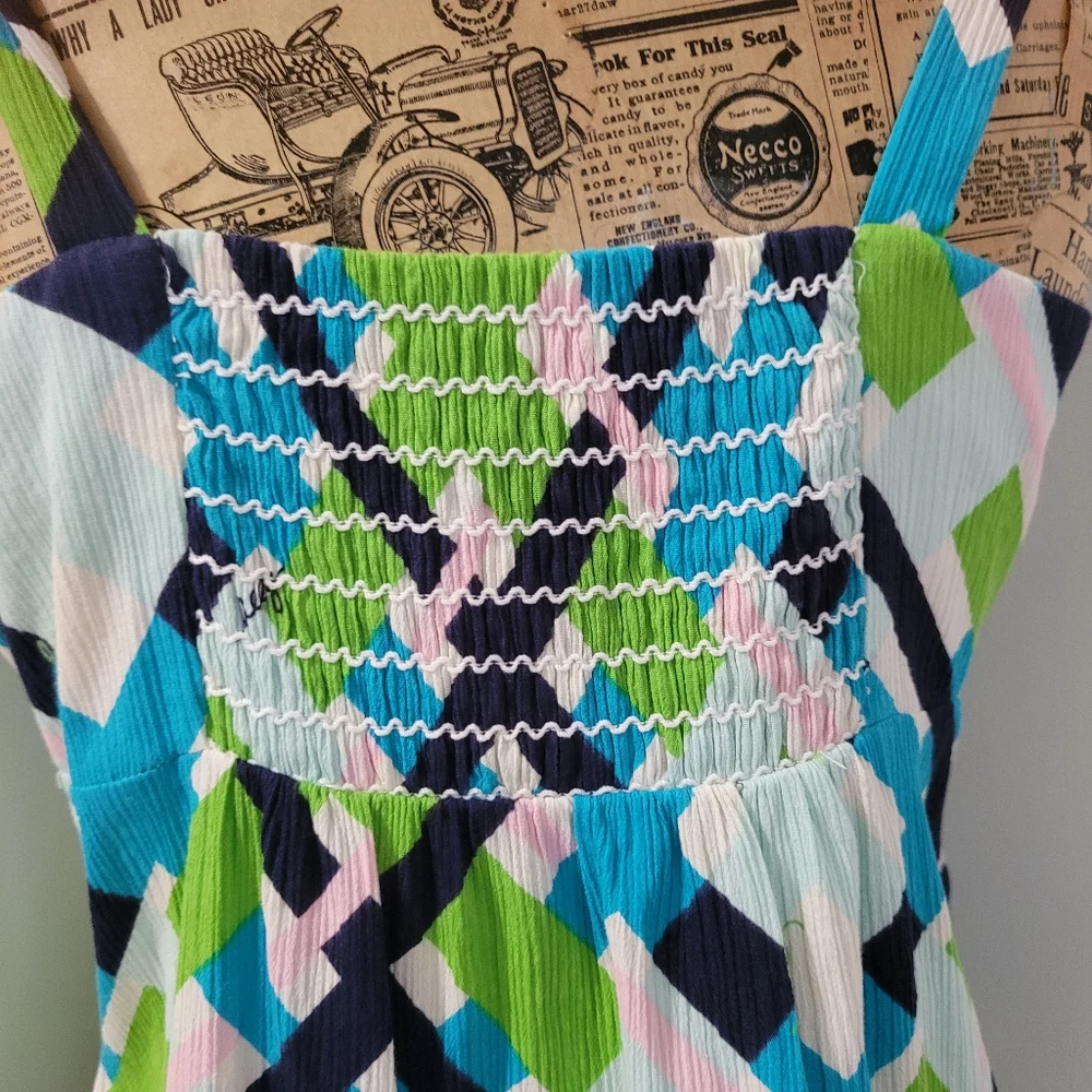 Lilly Pulitzer Geometric pattern signature Cotton fabric Summer mini dress sz 6 - Picture 8 of 11